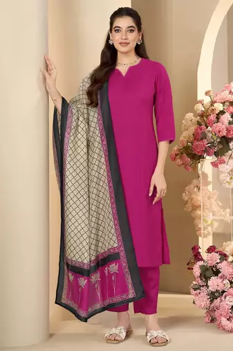 Black cotton blend plain na ethnic kurta set with matching dupatta