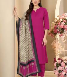 Black cotton blend plain na ethnic kurta set with matching dupatta