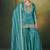 Teal silk blend embroidered sequins work ethnic kurta set with matching dupatta