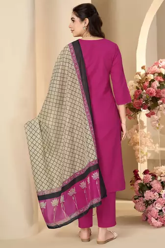 Black cotton blend plain na ethnic kurta set with matching dupatta