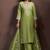 Green cotton blend embroidered thread work ethnic kurta set with matching dupatta