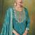 Teal silk blend embroidered sequins work ethnic kurta set with matching dupatta