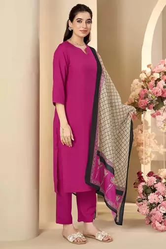 Black cotton blend plain na ethnic kurta set with matching dupatta