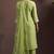 Green cotton blend embroidered thread work ethnic kurta set with matching dupatta