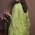 Green cotton blend embroidered thread work ethnic kurta set with matching dupatta