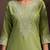 Green cotton blend embroidered thread work ethnic kurta set with matching dupatta