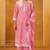 Pink pure cotton embroidered thread work ethnic kurta set with matching dupatta