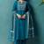 Blue cotton blend geometric printed ethnic kurta set with matching dupatta