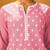 Pink pure cotton embroidered thread work ethnic kurta set with matching dupatta