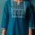 Blue cotton blend geometric printed ethnic kurta set with matching dupatta