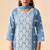 Sky blue pure cotton embroidered thread work ethnic kurta set with matching dupatta