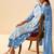 Sky blue pure cotton embroidered thread work ethnic kurta set with matching dupatta