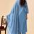Sky blue pure cotton embroidered thread work ethnic kurta set with matching dupatta
