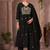 Black pure cotton embroidered thread work ethnic kurta set with matching dupatta