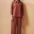 Rust embroidered cotton blend co-ord set