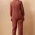 Rust embroidered cotton blend co-ord set