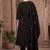 Black pure cotton embroidered thread work ethnic kurta set with matching dupatta