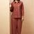 Rust embroidered cotton blend co-ord set