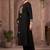 Black pure cotton embroidered thread work ethnic kurta set with matching dupatta