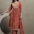 Orange georgette embroidered sequins work ethnic kurta set with matching dupatta