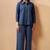 Navy blue embroidered cotton blend co-ord set