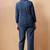 Navy blue embroidered cotton blend co-ord set
