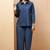 Navy blue embroidered cotton blend co-ord set