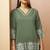 Green embroidered cotton blend co-ord set