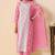Pink pure cotton embroidered thread work ethnic kurta set with matching dupatta