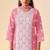 Pink pure cotton embroidered thread work ethnic kurta set with matching dupatta