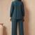 Women's navy blue embroidered cotton flex co-ord set