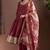 Wine chinon embroidered zari work ethnic kurta set with matching dupatta