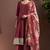 Wine chinon embroidered zari work ethnic kurta set with matching dupatta