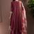 Wine chinon embroidered zari work ethnic kurta set with matching dupatta