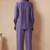 Women's lavender embroidered cotton blend co-ord set