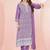 Lavender chinon embroidered thread work ethnic kurta set with matching dupatta