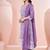 Lavender chinon embroidered thread work ethnic kurta set with matching dupatta