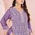 Lavender chinon embroidered thread work ethnic kurta set with matching dupatta