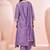 Lavender chinon embroidered thread work ethnic kurta set with matching dupatta