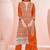Orange chinon embroidered thread work ethnic kurta set with matching dupatta