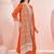 Orange chinon embroidered thread work ethnic kurta set with matching dupatta