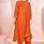 Orange chinon embroidered thread work ethnic kurta set with matching dupatta