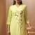 Yellow embroidered handwork cotton blend co-ord set