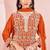 Orange chinon embroidered thread work ethnic kurta set with matching dupatta