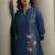 Women's pure cotton bird embroidered straight kurta with solid pure cotton pants co-ord set