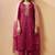 Red chinon embroidered hand embroidery ethnic kurta set with matching dupatta
