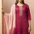 Red chinon embroidered hand embroidery ethnic kurta set with matching dupatta