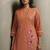 Women's pure cotton bird embroidered straight kurta with solid pure cotton pants