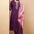 Wine chinon embroidered hand embroidery ethnic kurta set with matching dupatta