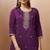 Wine chinon embroidered hand embroidery ethnic kurta set with matching dupatta
